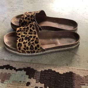 Calf HairLeopard Espadrille Slides